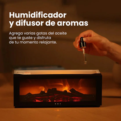 Humidificador Estilo Chimenea con Función Aromática.